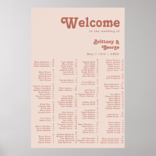 Einfache Retro Vibes Rosa Alphabetische Sitzgelege Poster