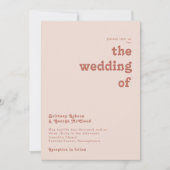 Einfache Retro-Vibes | Rosa beim Hochzeitsfeiern v Einladung (Vorderseite)