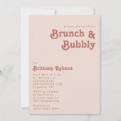 Einfache Retro-Vibes | Rosa Brunch und Bubbly Einladung (Vorderseite)
