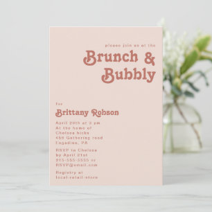 Einfache Retro-Vibes   Rosa Brunch und Bubbly Einladung