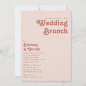 Einfache Retro-Vibes | Rosa Hochzeitsbrunch Einladung (Vorderseite)