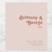 Einfache Retro-Vibes | Rosa Hochzeitsweinetikett Weinetikett (Einzelnes Label)
