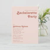 Einfache Retro-Vibes | Rosa Junggeselinnen-Abschie Einladung (Stehend Vorderseite)