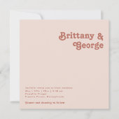 Einfache Retro-Vibes | Rosa-Quadrat-Hochzeit Einladung (Vorderseite)