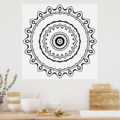 Einfache Ring-Mandala-Malvorlage zur Entspannung Poster (Küche)