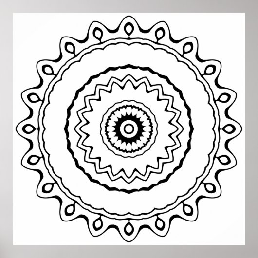 Einfache Ring-Mandala-Malvorlage zur Entspannung Poster (Vorne)