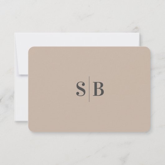 Einfache, robuste Stifte Beige Hochzeitsmahlzeit W RSVP Karte (Rückseite)