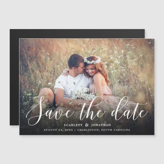Einfache Romance Elegantes Foto Save the Date | We Magneteinladung (Vorne/Hinten)