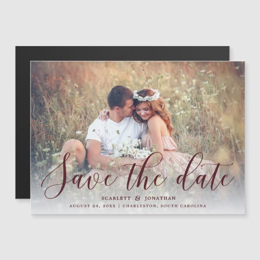Einfache Romance Elegantes Foto Save the Date | We Magneteinladung (Vorne/Hinten)