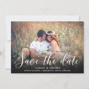 Einfache Romance Elegantes Typografie-Foto   Weiß Save The Date