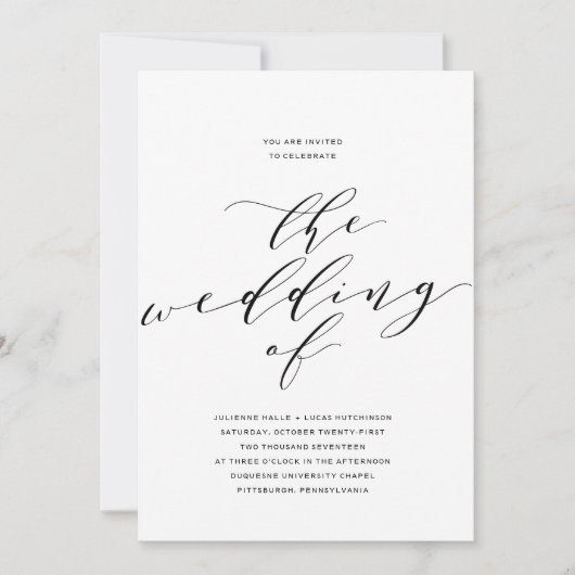 Einfache romanische Kalligrafie-Einladung Einladung (Vorderseite)