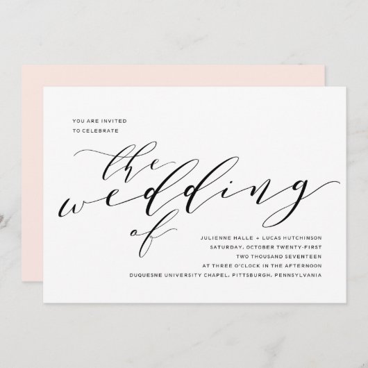 Einfache romanische Kalligrafie-Einladung Einladung (Vorne/Hinten)