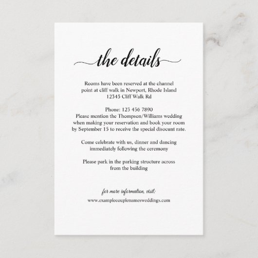 Einfache romanische Kalligrafie-Merkkarte Begleitkarte (Vorderseite)