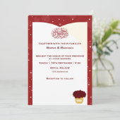 Einfache Romantik Red Heart Wedding Einladung (Stehend Vorderseite)