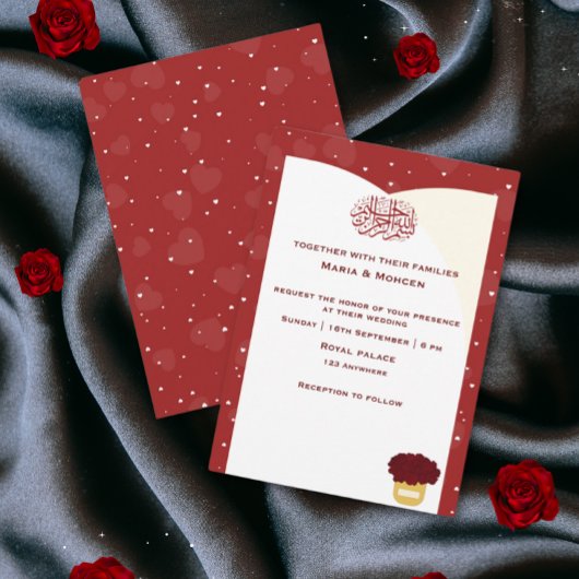 Einfache Romantik Red Heart Wedding Einladung