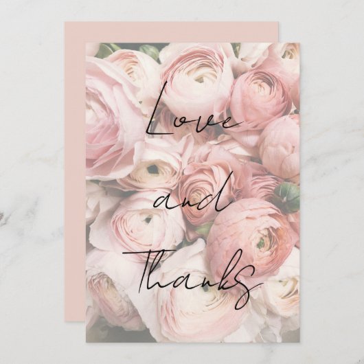 Einfache romantische Blume Kalligrafie-Skript Hoch Dankeskarte (Vorne/Hinten)