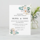 Einfache romantische Blumenhochzeit Einladung (Stehend Vorderseite)