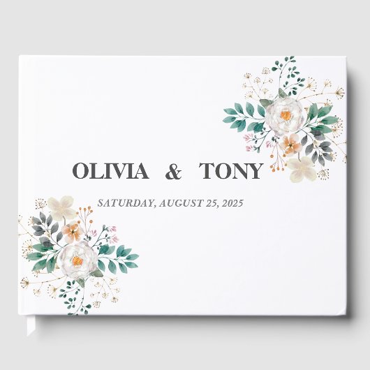 Einfache romantische Blumenhochzeit Gästebuch (Vorderseite)