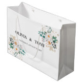 Einfache romantische Blumenhochzeit Große Geschenktüte (Vorderseite Schrägansicht)