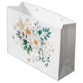 Einfache romantische Blumenhochzeit Große Geschenktüte (Rückseite Schrägansicht)