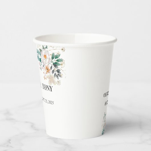 Einfache romantische Blumenhochzeit Pappbecher (Links)