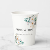 Einfache romantische Blumenhochzeit Pappbecher (Vorderseite)