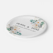 Einfache romantische Blumenhochzeit Pappteller (Schrägansicht)