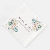 Einfache romantische Blumenhochzeit personalisiert Serviette (Ecke)