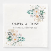 Einfache romantische Blumenhochzeit personalisiert Serviette (Vorderseite)