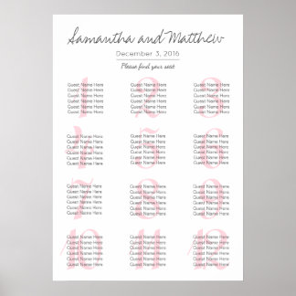 Einfache romantische Blush-Hochzeit | Sitzdiagramm Poster