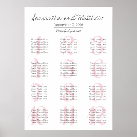 Einfache romantische Blush-Hochzeit | Sitzdiagramm Poster (Vorne)