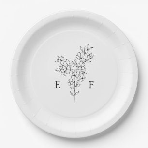 Einfache romantische Cherry Blossom Wreath Wedding Pappteller