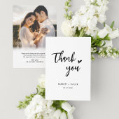 Einfache Romantische Foto-Hochzeit Dankeskarte