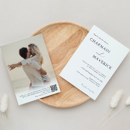 Einfache Romantische Foto Typografie QR-Code Hochz Einladung