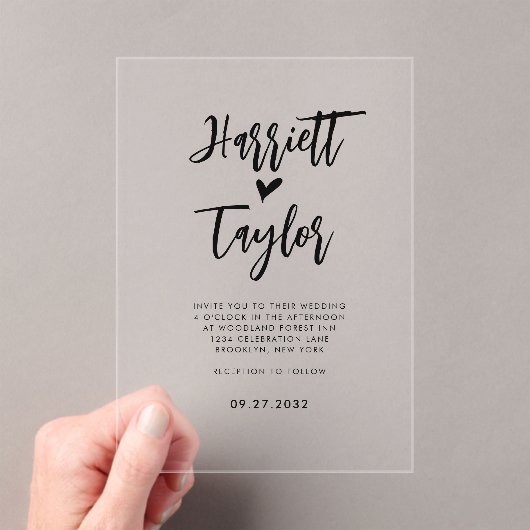 Einfache romantische Hochzeit Acryleinladungen (Insitu (Handheld))