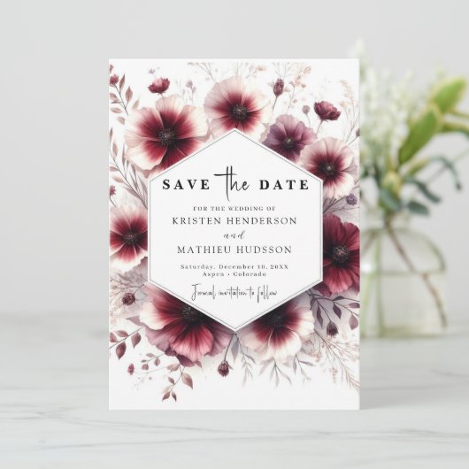 Einfache romantische Hochzeit Save The Date (Stehend Vorderseite)