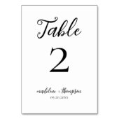 Einfache romantische Hochzeit Tischnummer (Vorderseite)