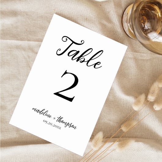 Einfache romantische Hochzeit Tischnummer