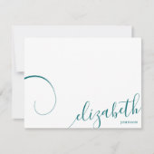 Einfache romantische Kalligrafie Aquamarin Green Mitteilungskarte (Vorderseite)