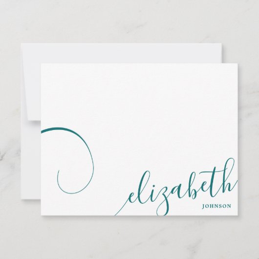 Einfache romantische Kalligrafie Aquamarin Green Mitteilungskarte (Vorderseite)