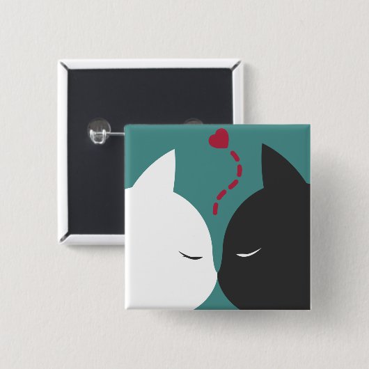 Einfache romantische Katzen im Liebe-Button-Knopf Button (Vorne & Hinten)
