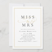 Einfache romantische Miss zu Mrs. script Brautpart Einladung (Vorderseite)