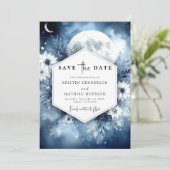 Einfache romantische Moonlit Hochzeit Save The Date (Stehend Vorderseite)
