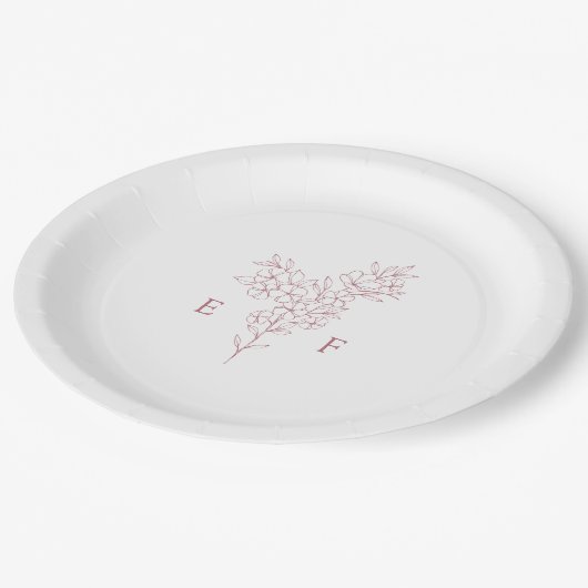 Einfache romantische Pink Cherry Blossom Wreath We Pappteller (Schrägansicht)