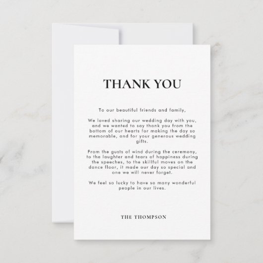 Einfache romantische Script-Foto Hochzeit Dankeskarte (Rückseite)