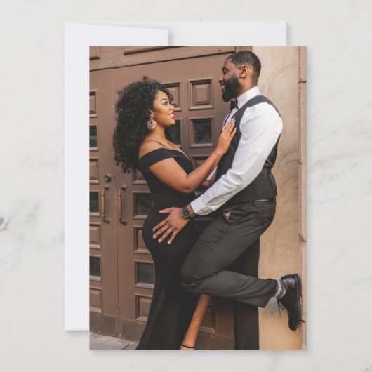 Einfache romantische Script-Foto Hochzeit Save The Date (Rückseite)