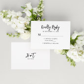 Einfache romantische Script Heart Monogram Wedding RSVP Karte