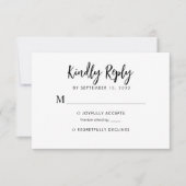 Einfache romantische Script Heart Monogram Wedding RSVP Karte (Vorderseite)