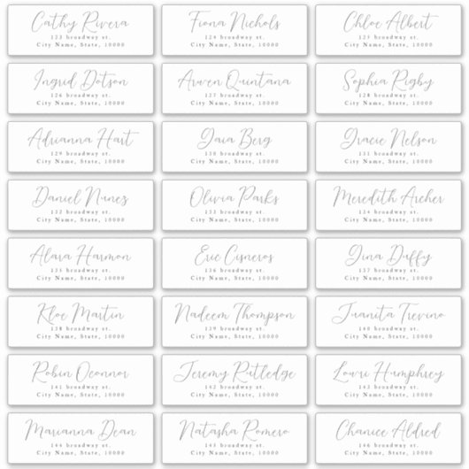 Einfache romantische Script Hochzeitsgast-Adresse  Aufkleber (Vorderseite)