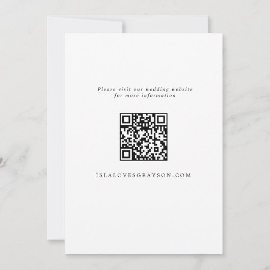 Einfache romantische Script QR Code Hochzeit Save The Date (Rückseite)